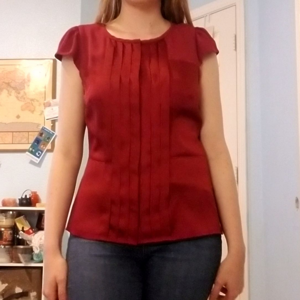 Worthington petite red satin button down blouse